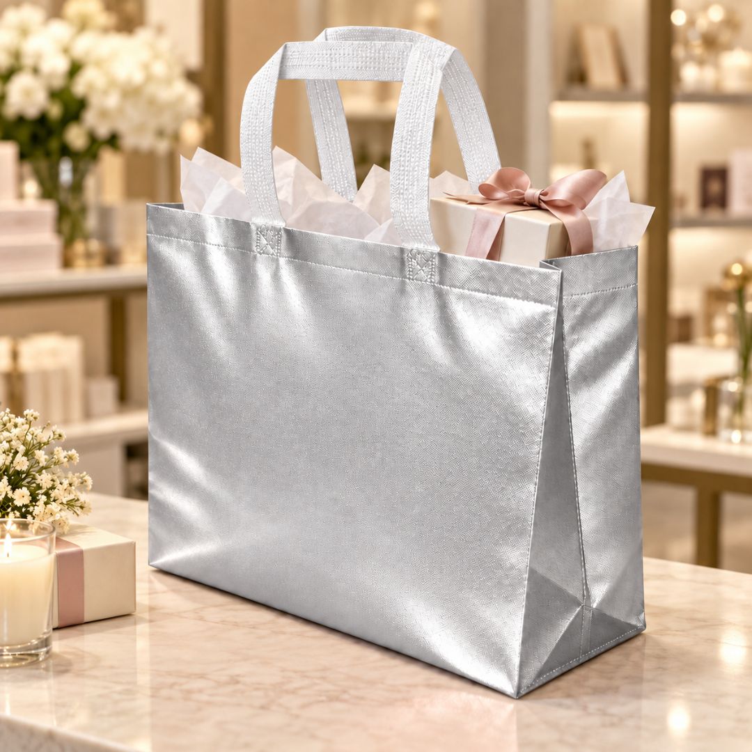 Pack 12 Bolsas TNT Regalo Tipo Boutique Laminado Brillante