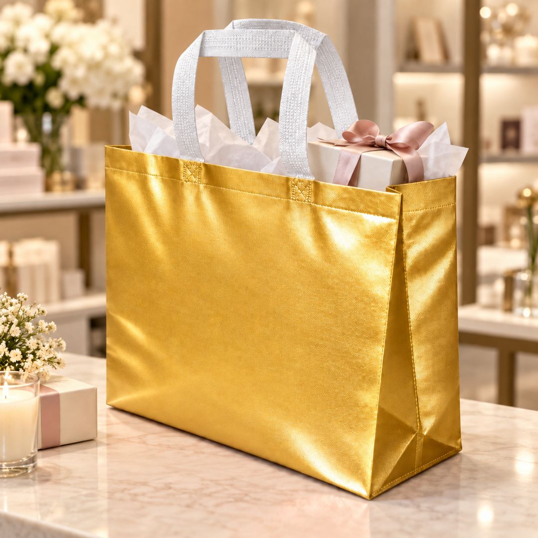 Pack 12 Bolsas TNT Regalo Tipo Boutique Laminado Brillante