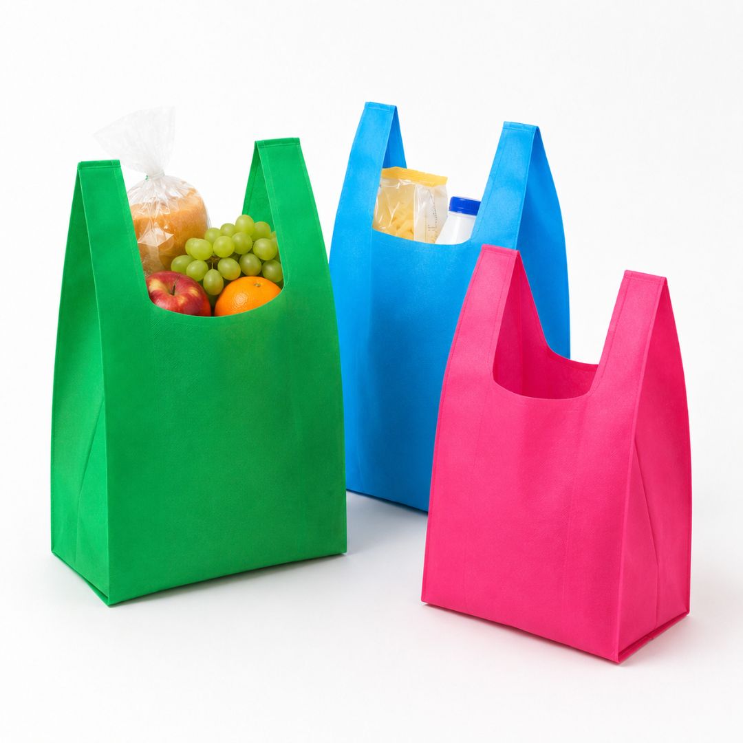 Pack 50 Bolsas Camiseta Colores Surtidos TNT Reutilizable