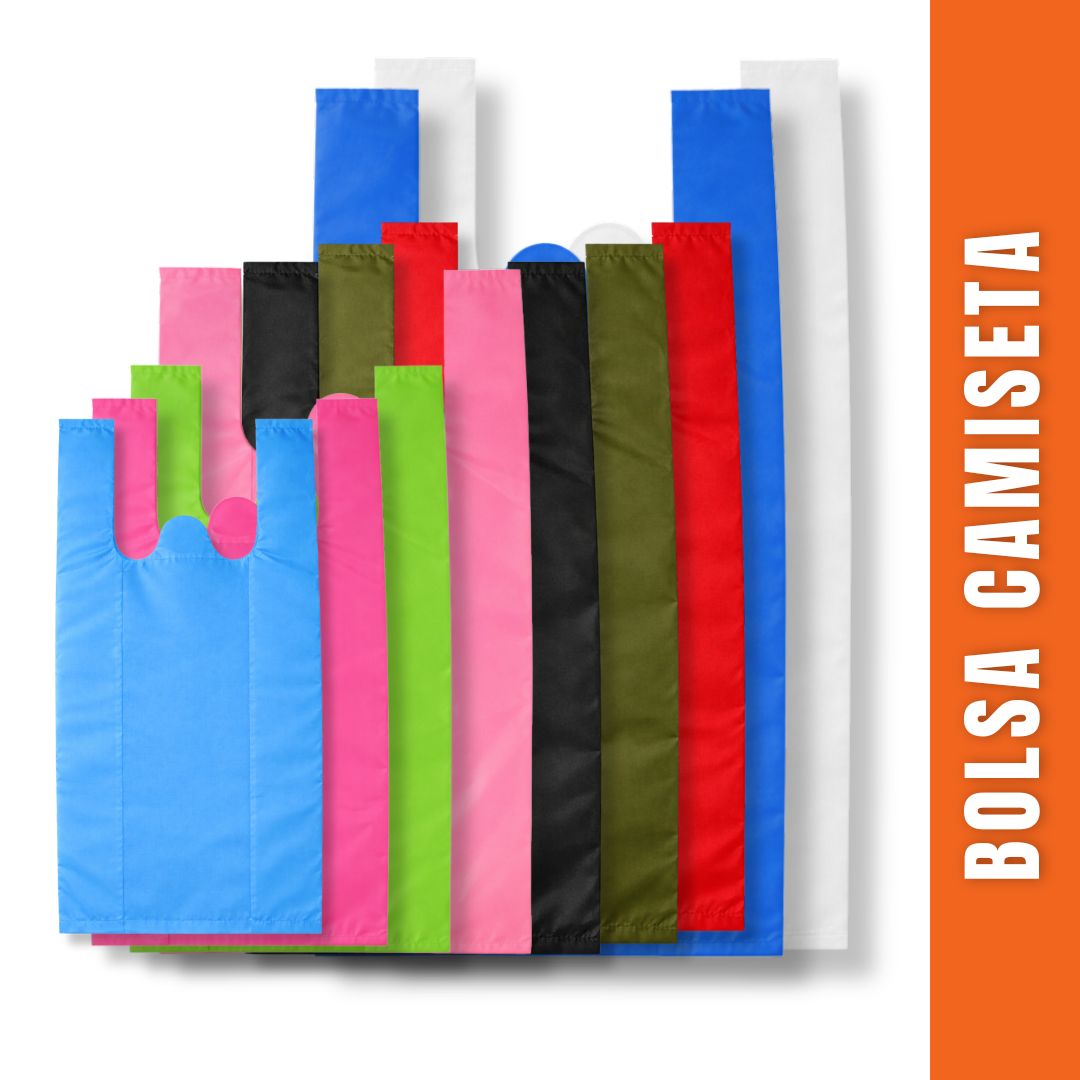Pack 50 Bolsas Camiseta Colores Surtidos TNT Reutilizable