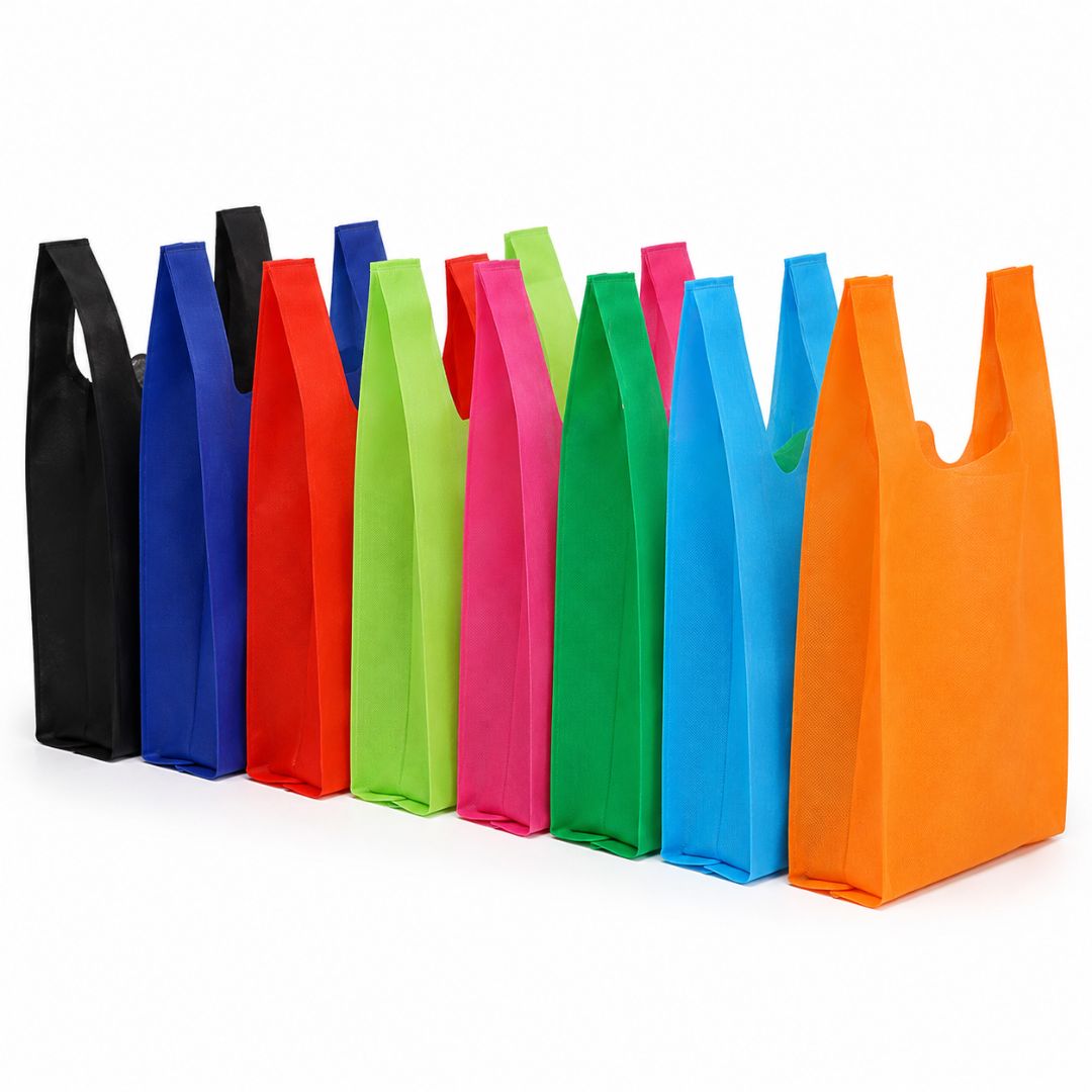 Pack 50 Bolsas Camiseta Colores Surtidos TNT Reutilizable