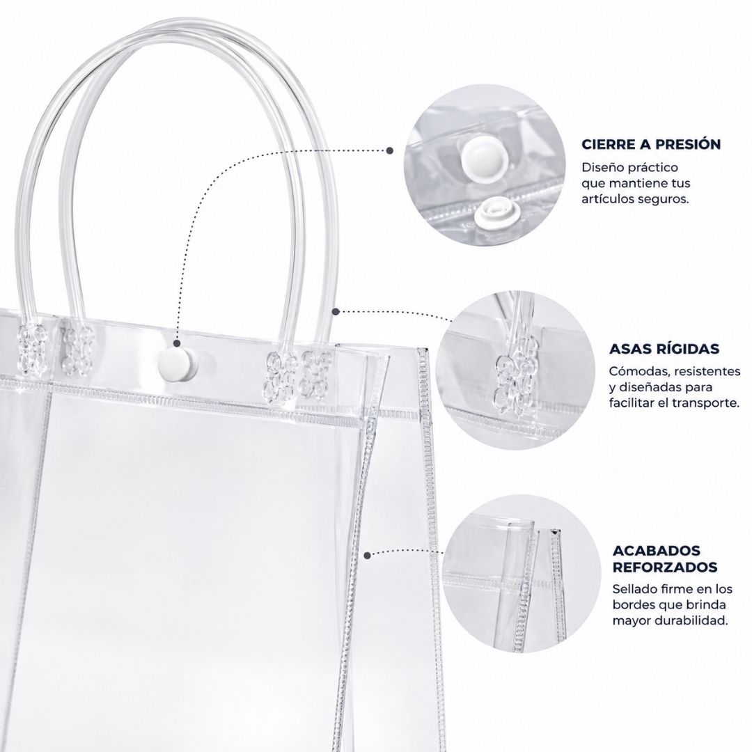 Pack De 20 Bolsas De Regalo PVC Transparentes Con Asas