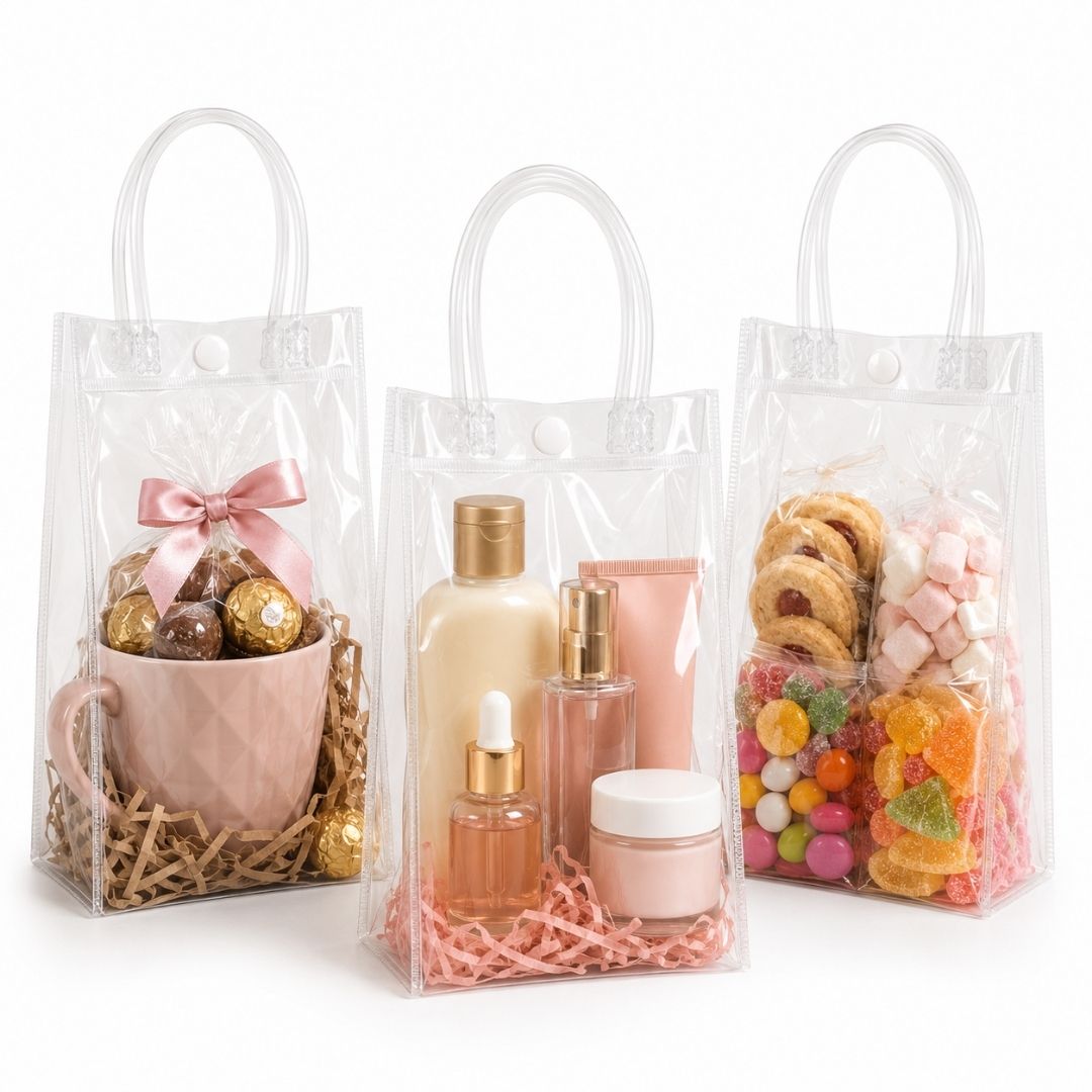 Pack De 20 Bolsas De Regalo PVC Transparentes Con Asas