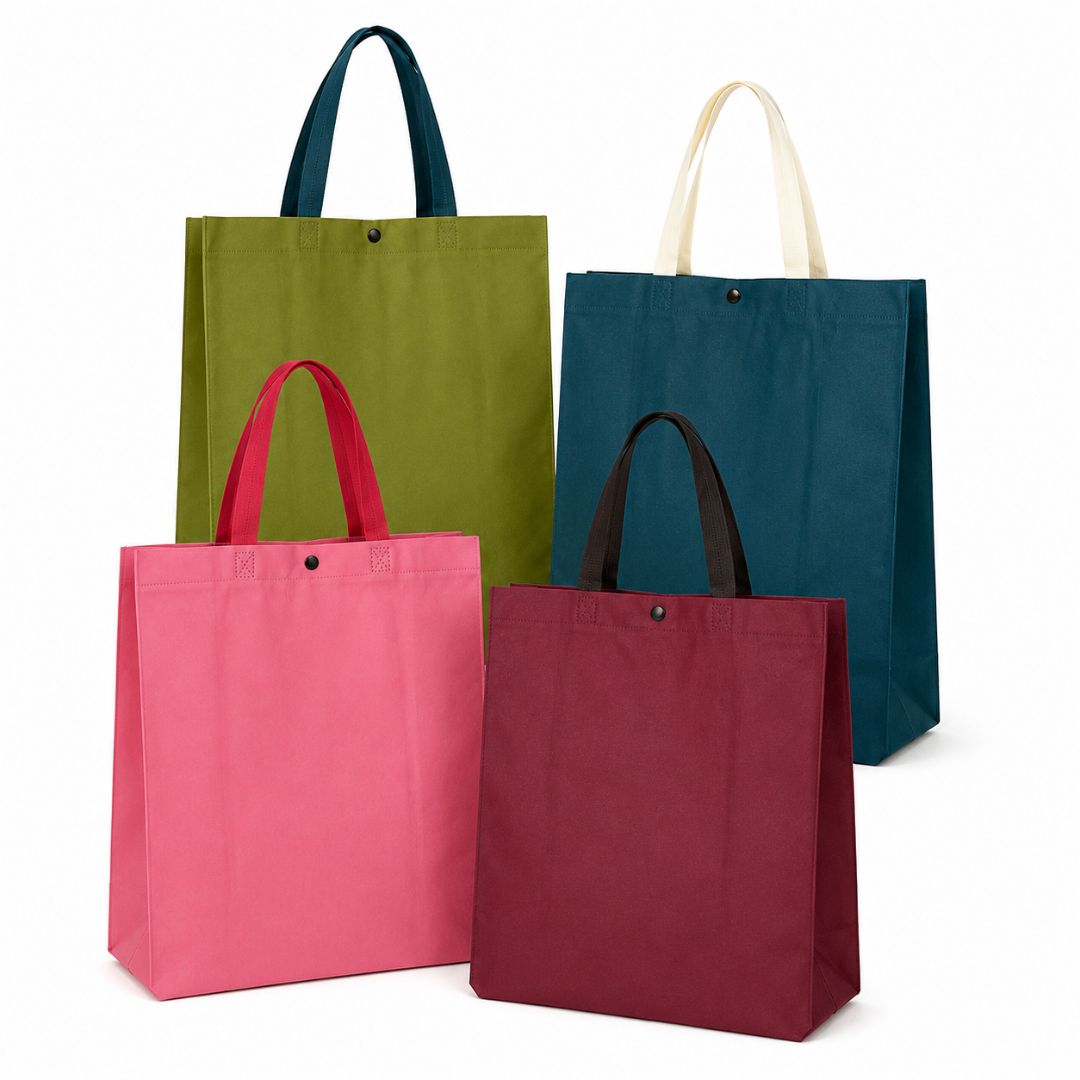 Pack 12 Bolsas TNT Vertical Con Botón Eco Friendly