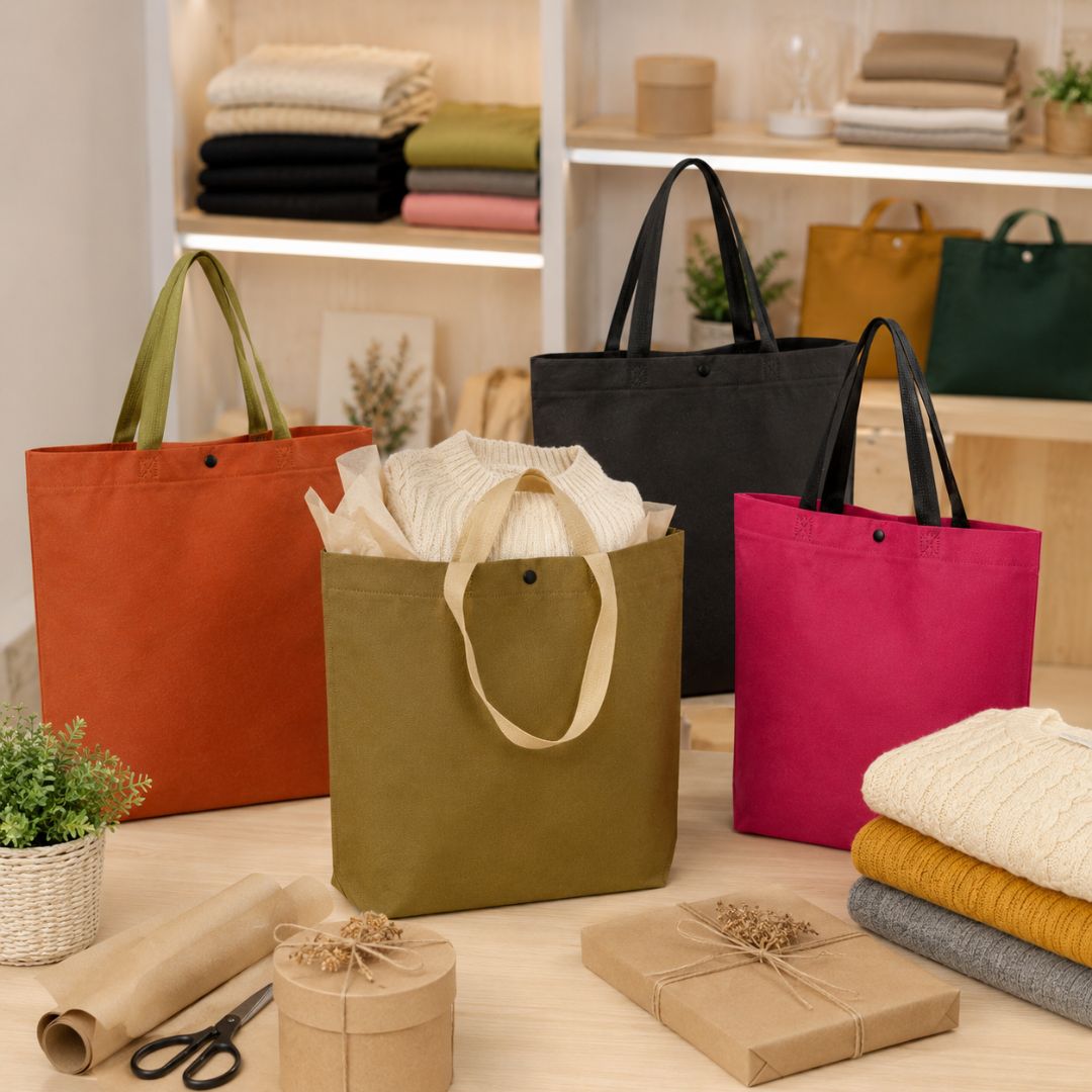 Pack 12 Bolsas TNT Vertical Con Botón Eco Friendly