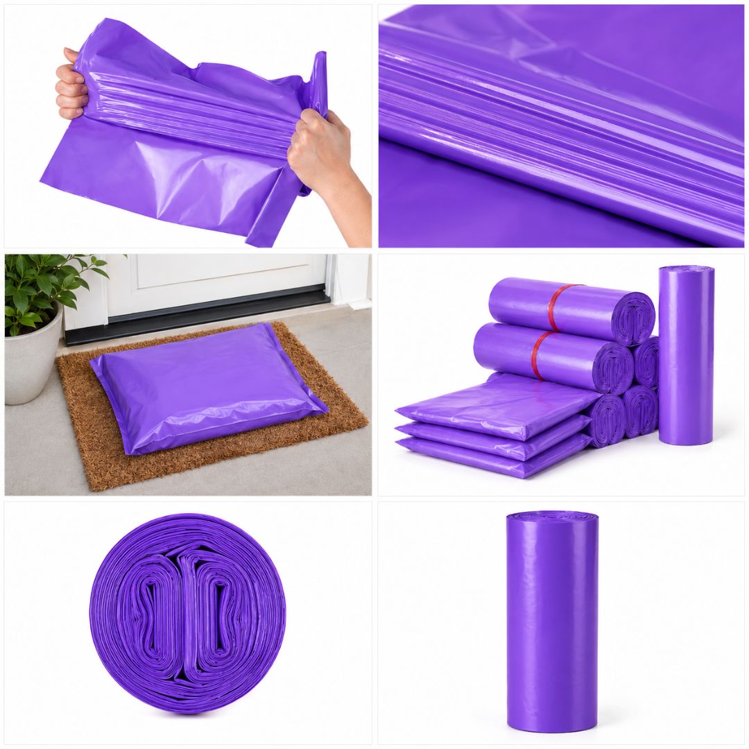 Pack de 100 Bolsas De Envío Courrier Auto Pegantes Morada