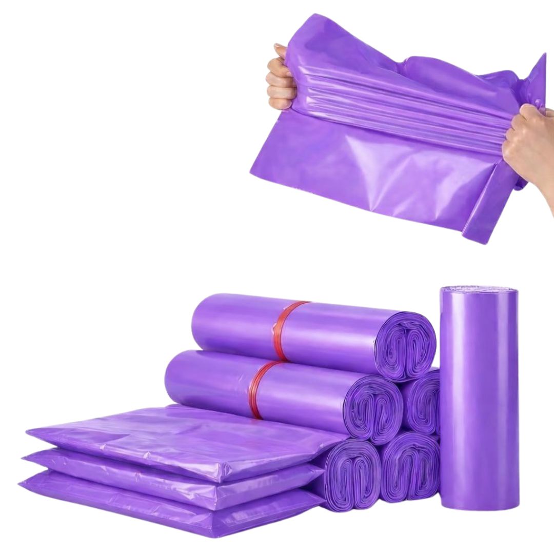 Pack de 100 Bolsas De Envío Courrier Auto Pegantes Morada