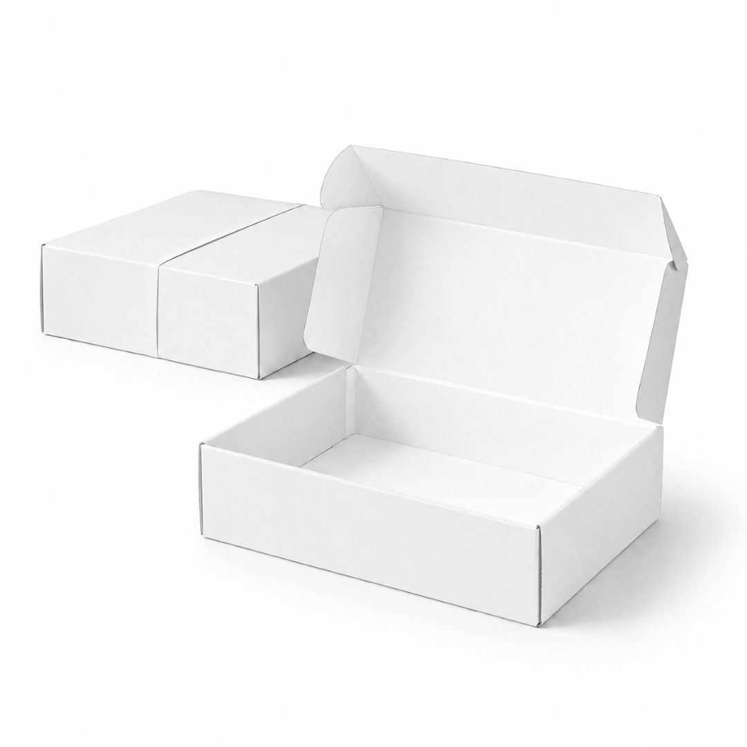 Pack de 10 Cajitas de Cartón para Envío Auto Armables Blancas