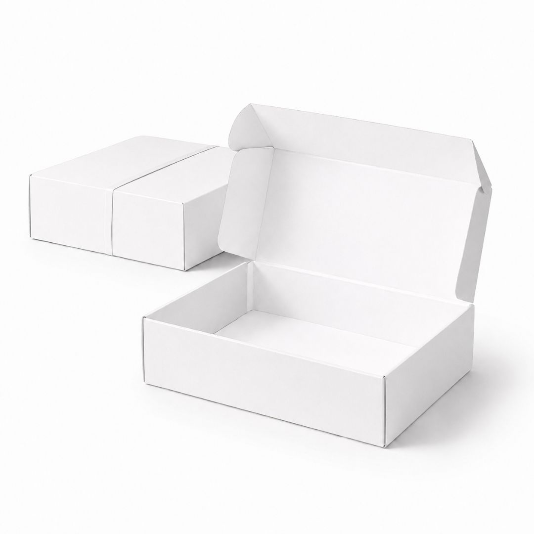 Pack de 10 Cajitas de Cartón para Envío Auto Armables Blancas