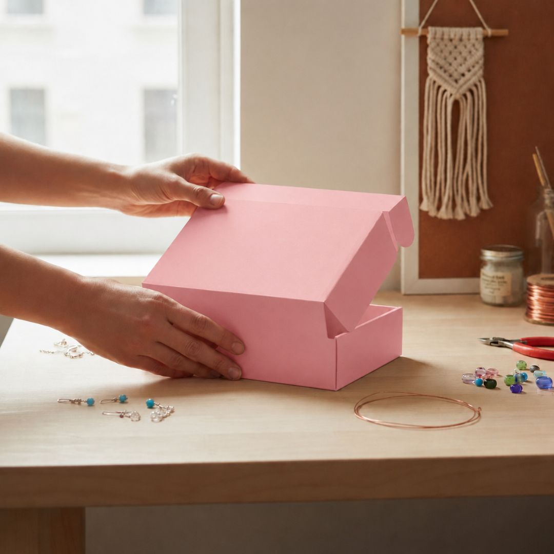 Pack de 10 Cajitas de Cartón para Envío Auto Armables Rosa