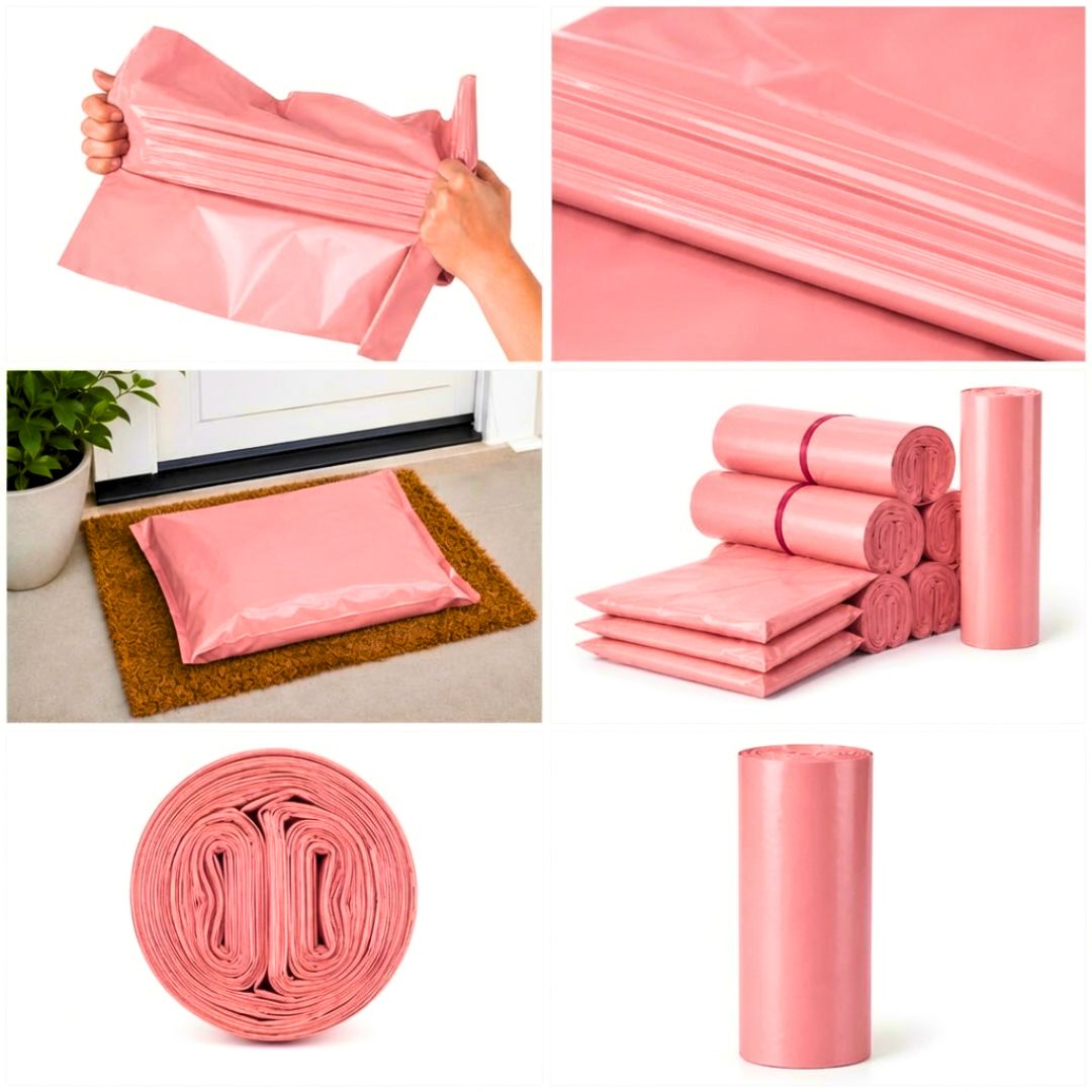 Pack de 100 Bolsas De Envío Courrier Auto Pegantes Rosa