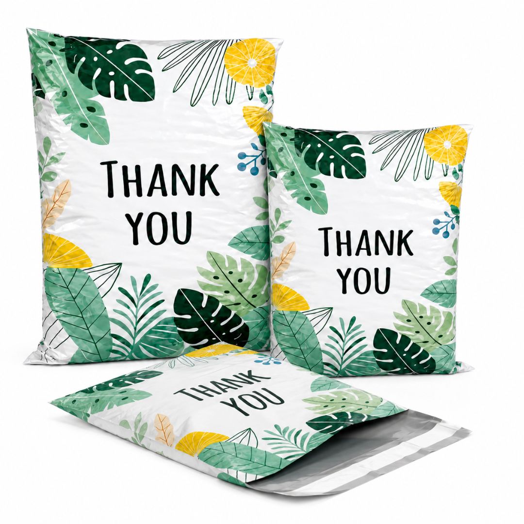 Pack De 100 Bolsas de Envío Thank You Hojas