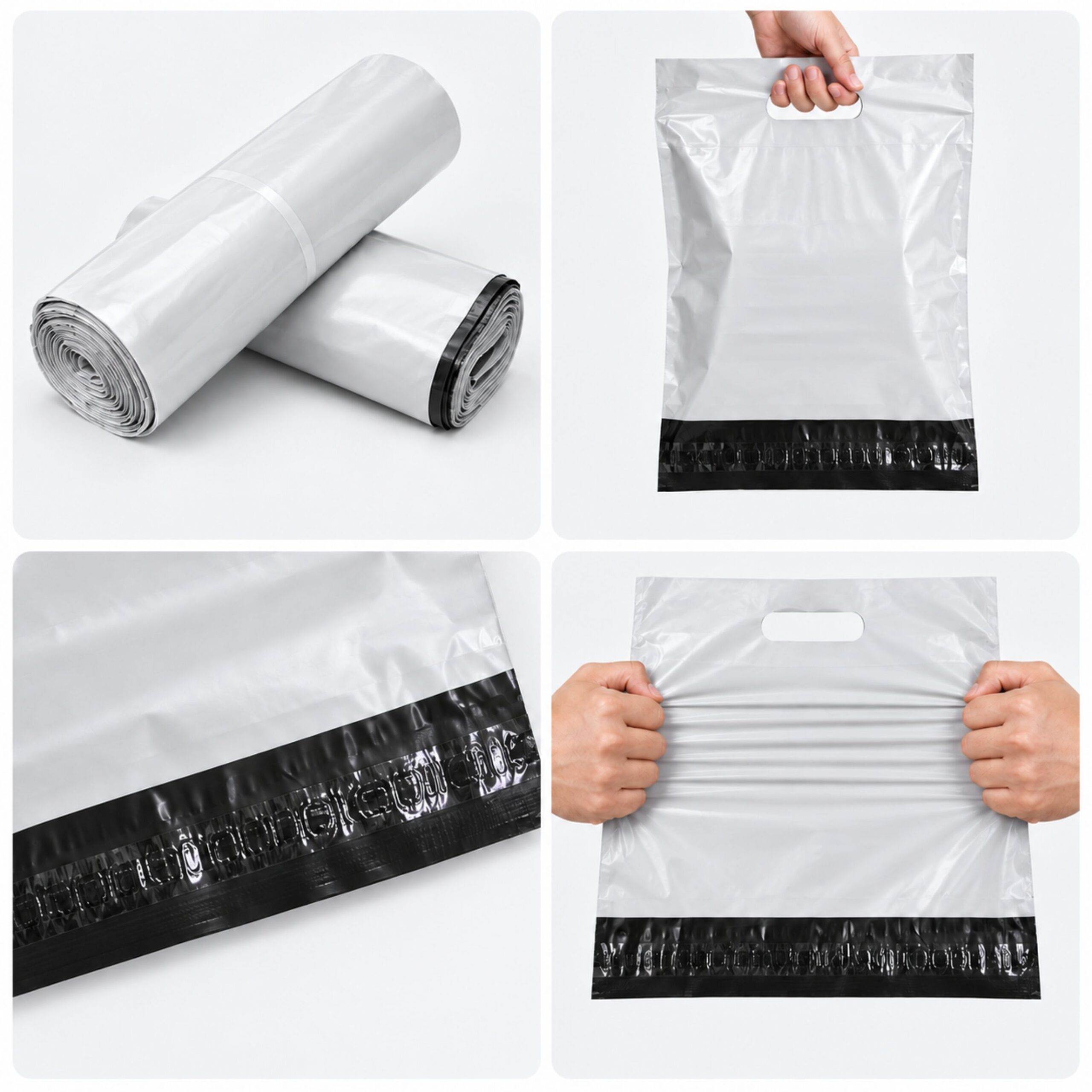 Pack De 100 Bolsa De Envío Courrier Blanca Lisa Con Asa