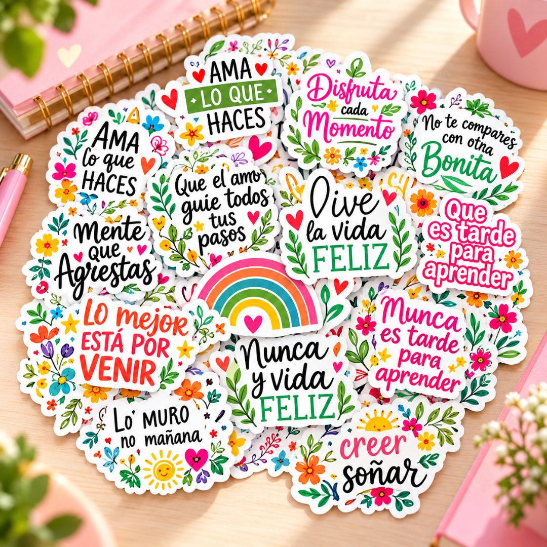 Pack 50 Stickers Frases Motivacionales Cristianas Alentadoras