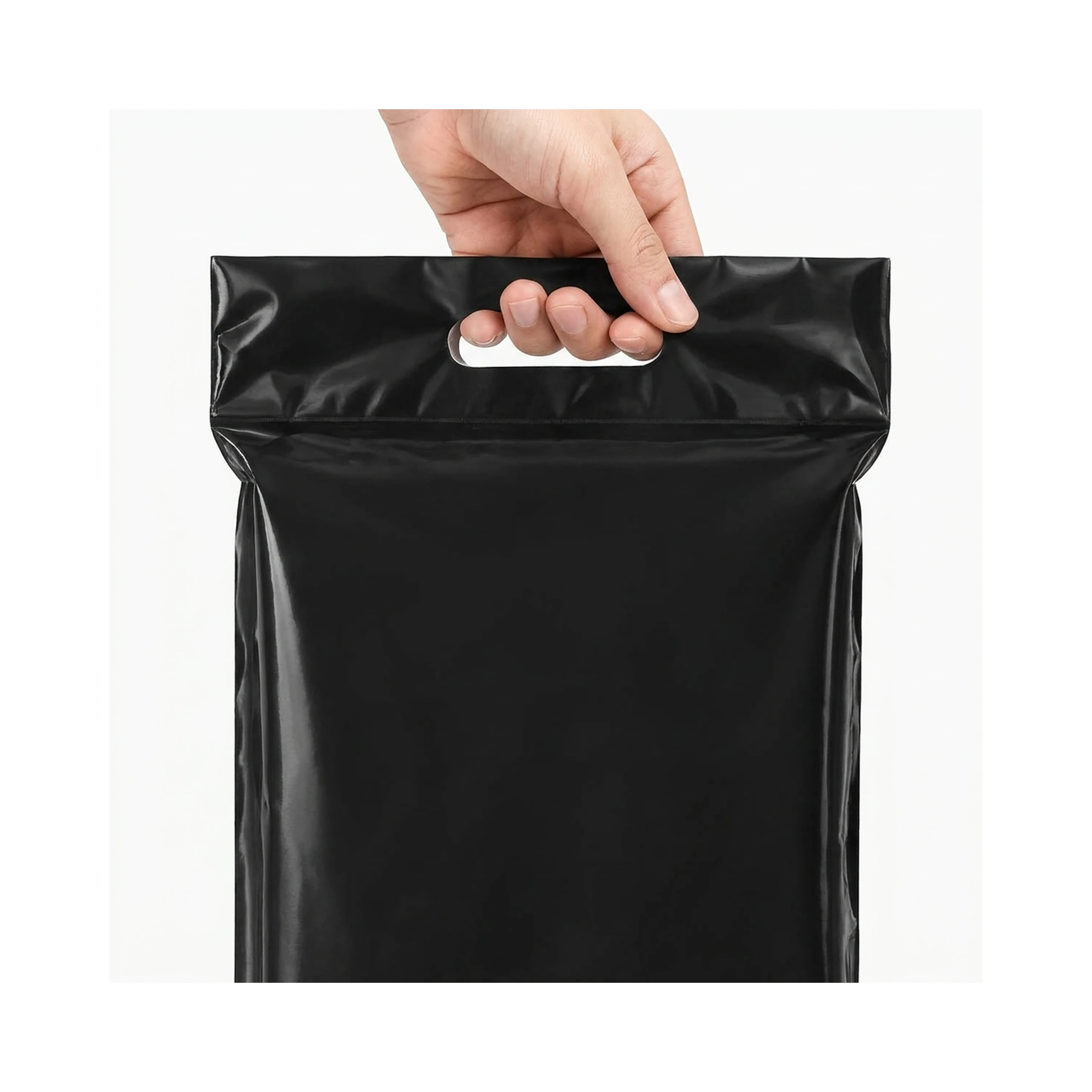 Pack De 100 Bolsa De Envío Courrier Con Asa Color Negro
